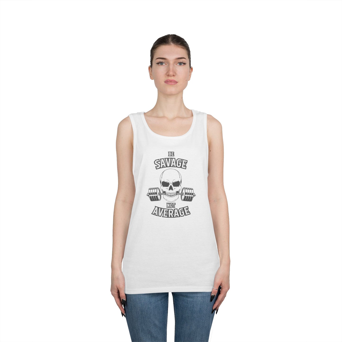 Be Savage Not Average Skull (Grey) Tank Top