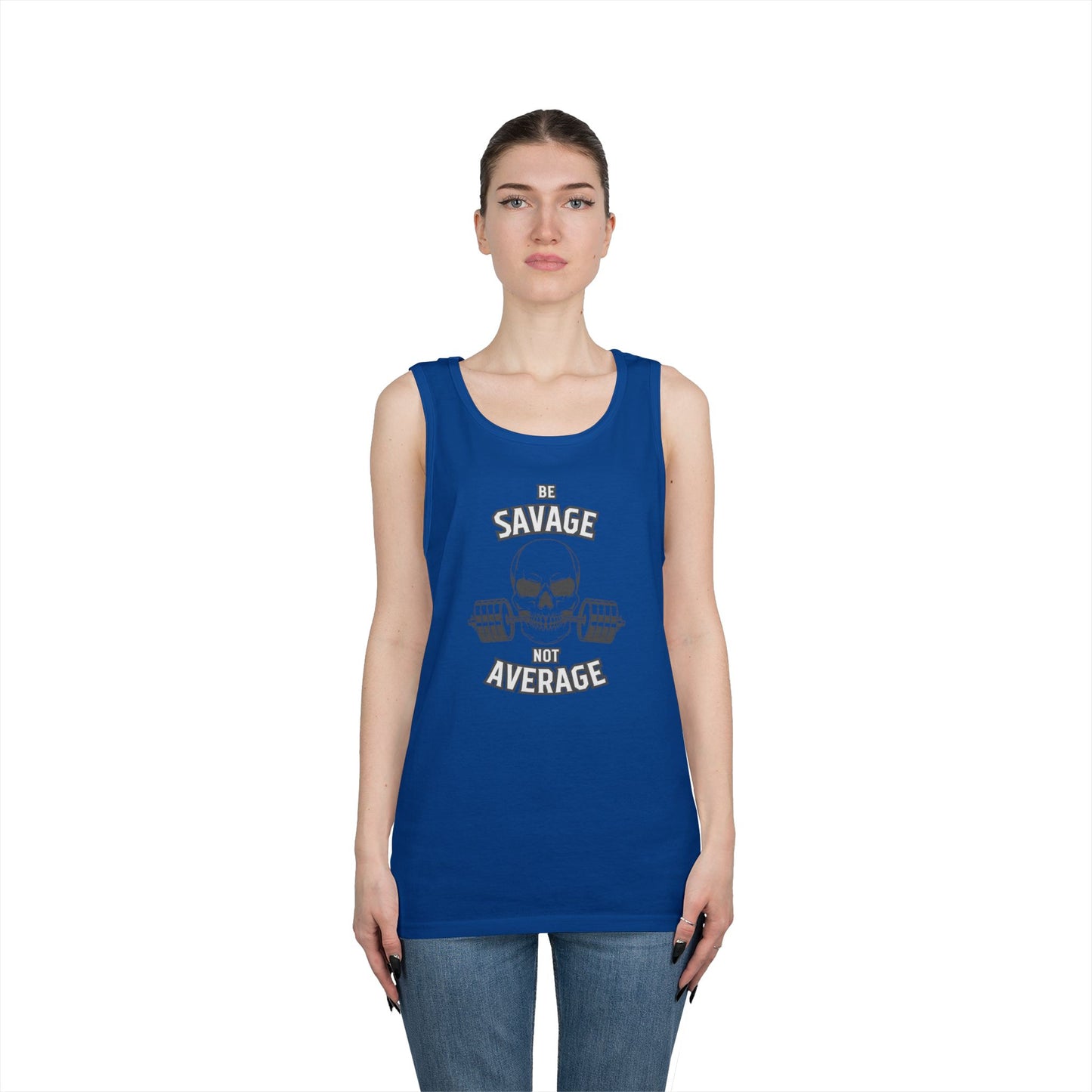 Be Savage Not Average Skull (Grey) Tank Top