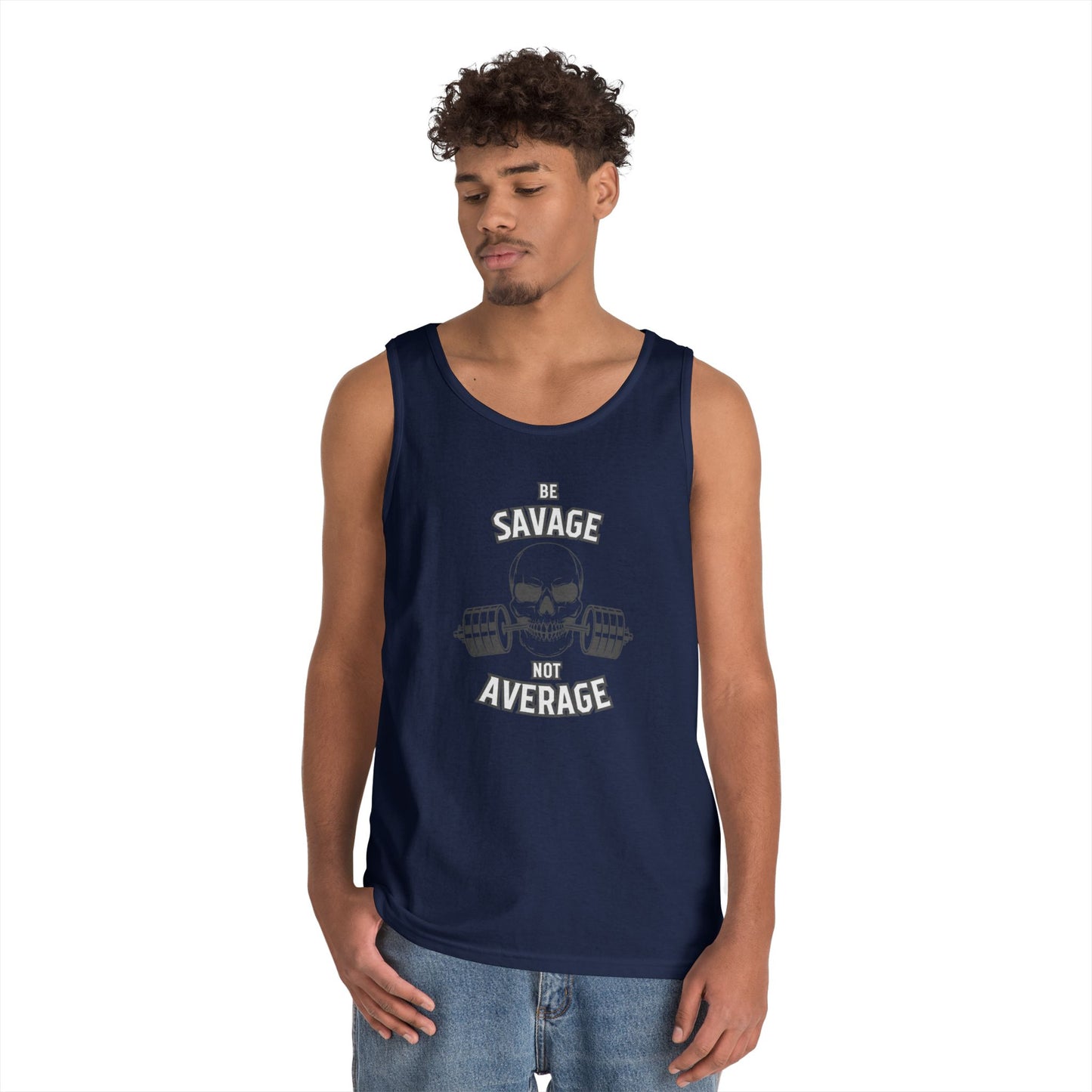 Be Savage Not Average Skull (Grey) Tank Top