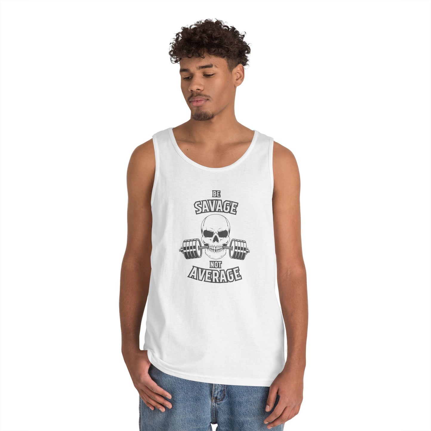 Be Savage Not Average Skull (Grey) Tank Top