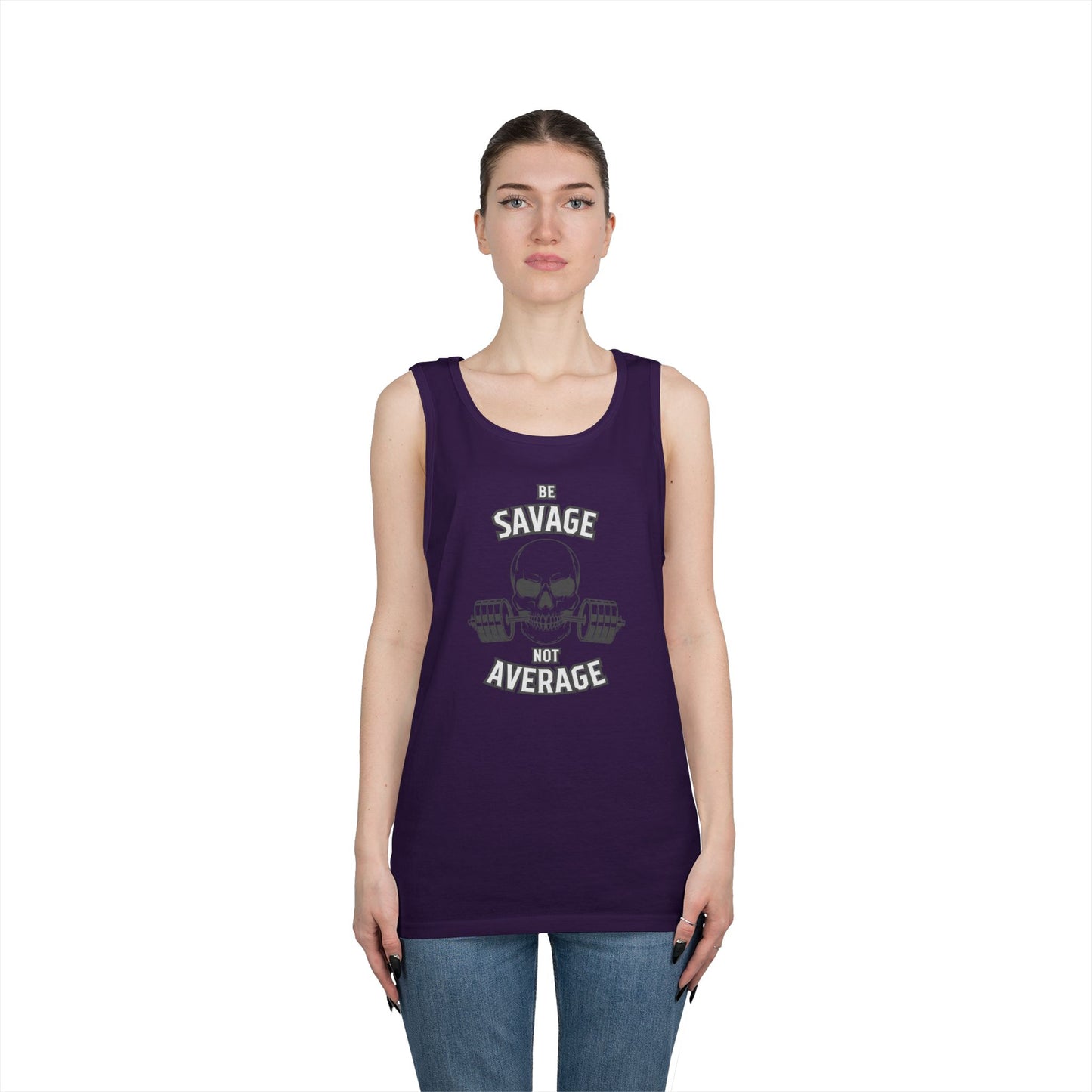 Be Savage Not Average Skull (Grey) Tank Top