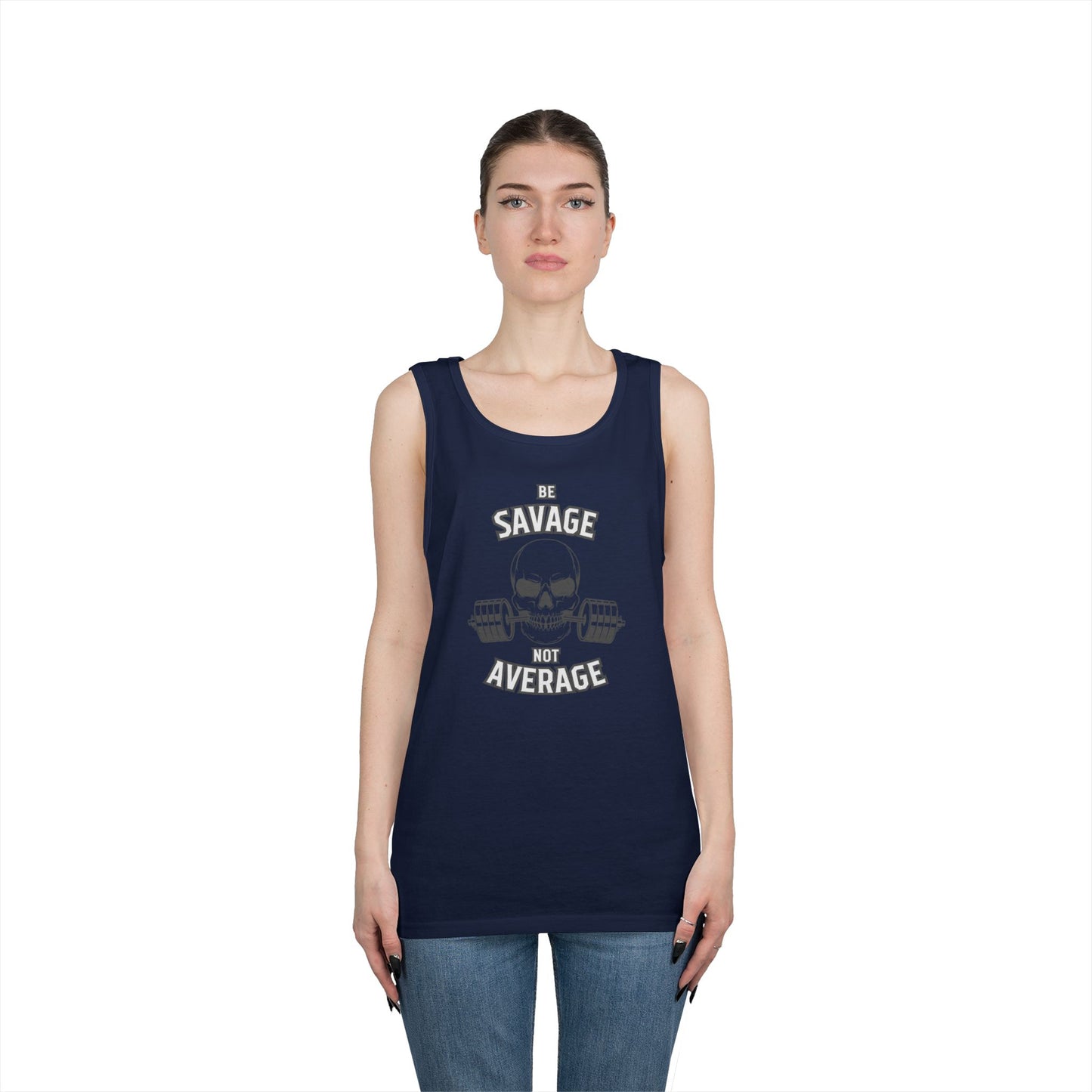 Be Savage Not Average Skull (Grey) Tank Top