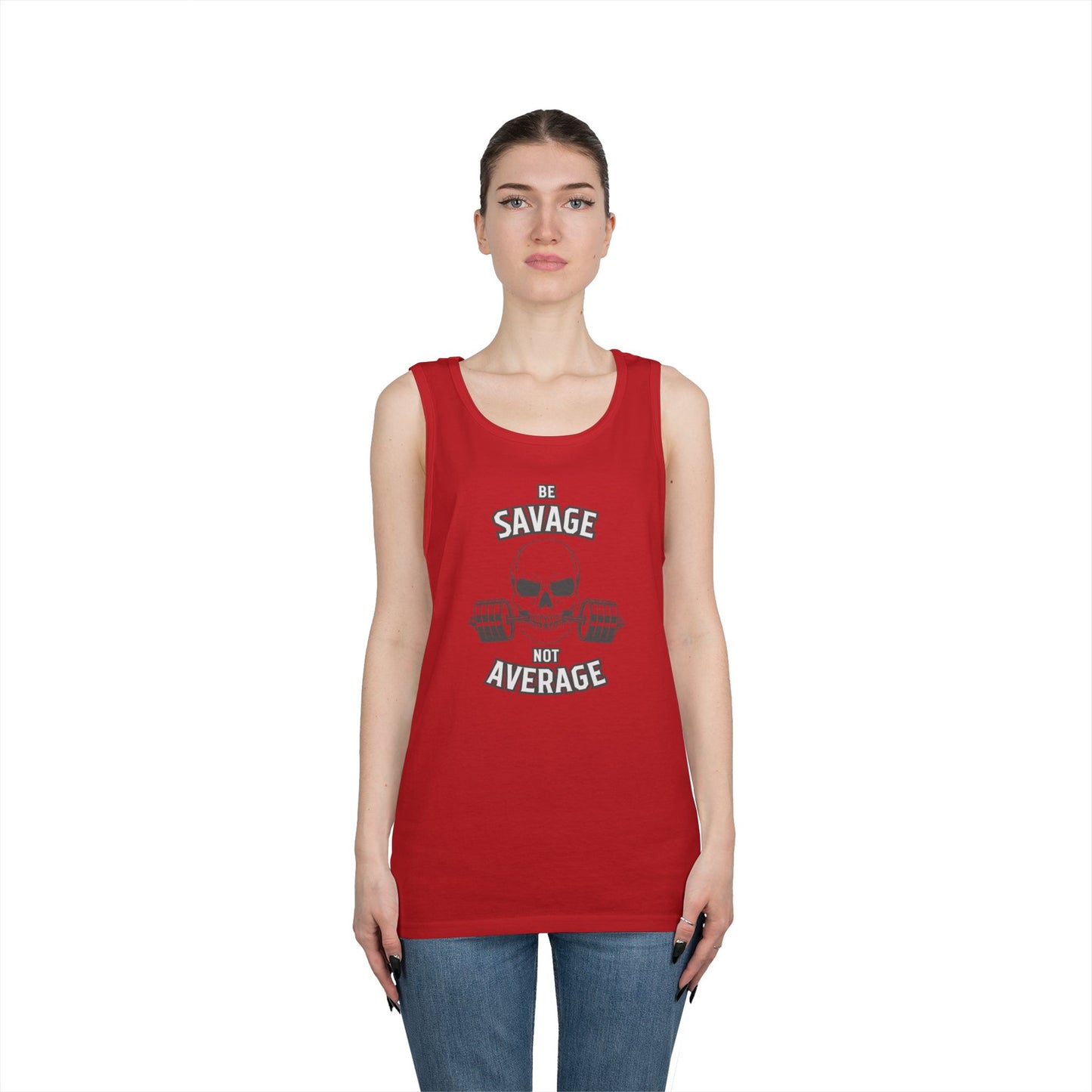 Be Savage Not Average Skull (Grey) Tank Top