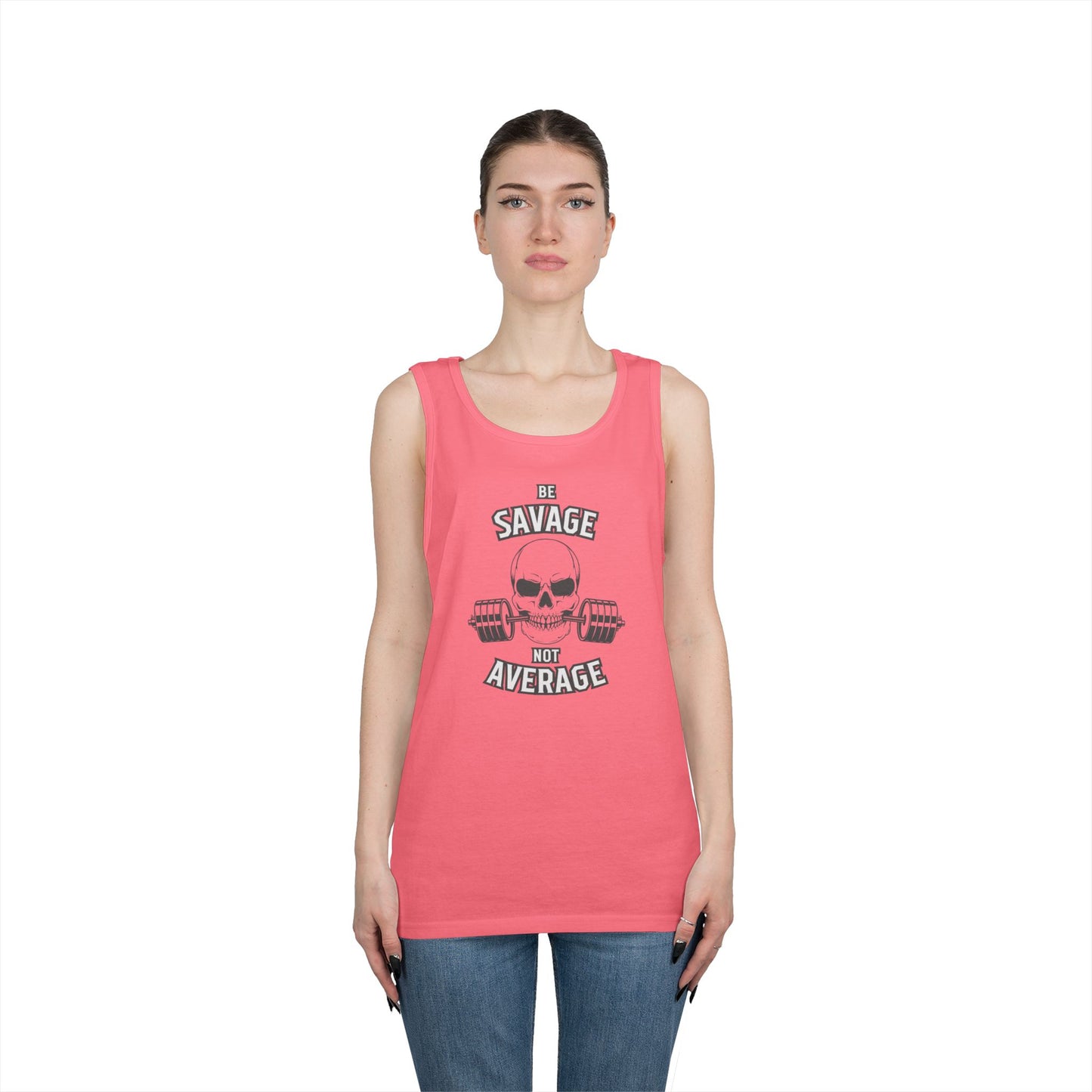 Be Savage Not Average Skull (Grey) Tank Top