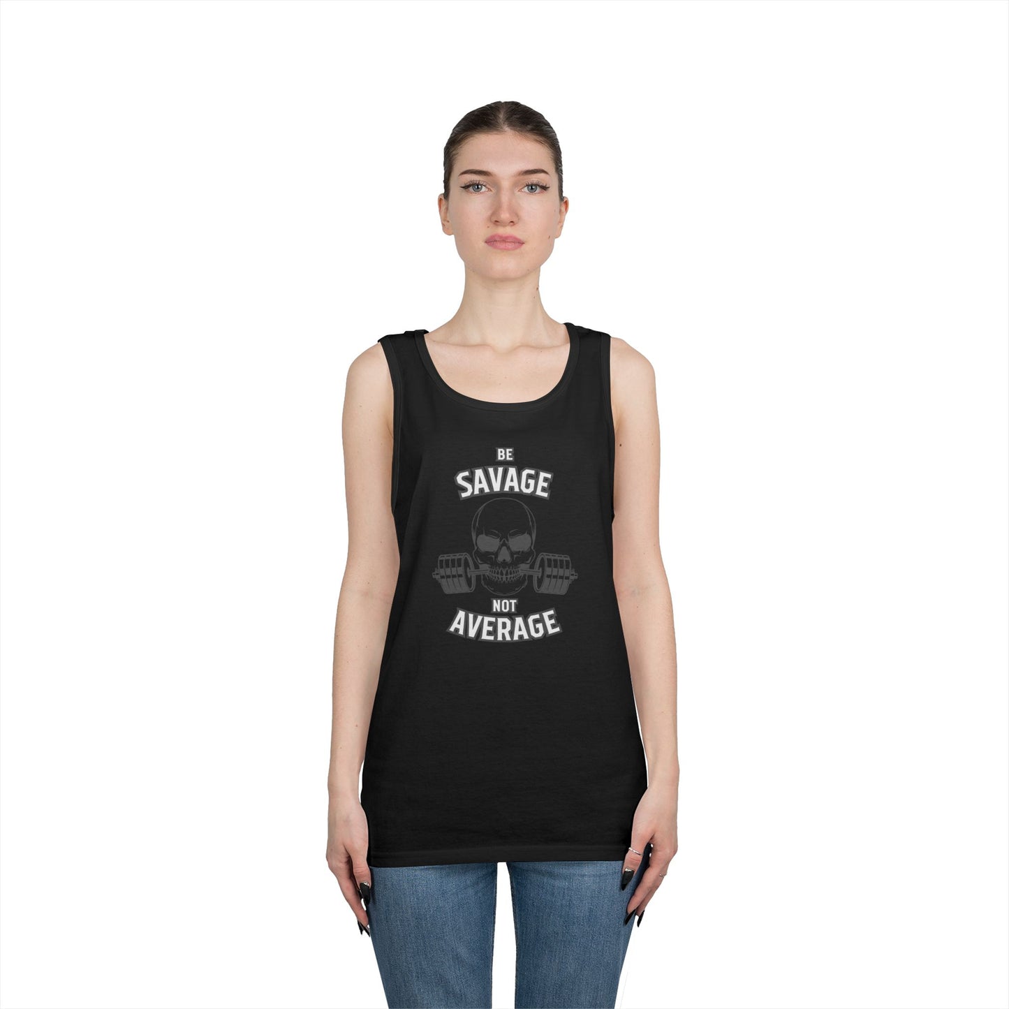 Be Savage Not Average Skull (Grey) Tank Top